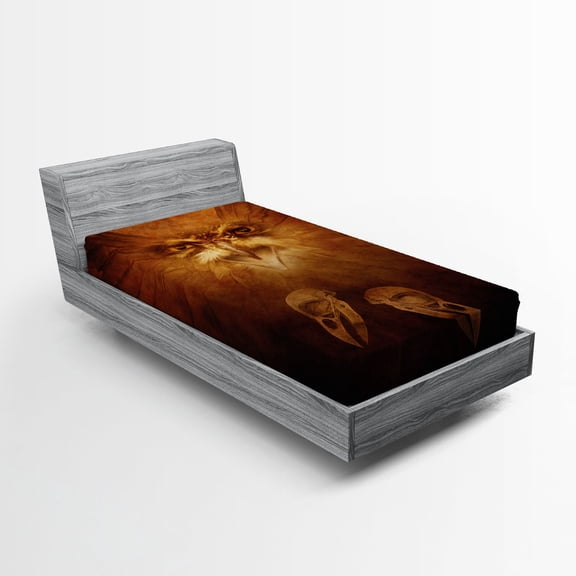 Ambesonne Animal Fitted Sheet, Hawk Eagle Face Claws, Twin Size, Brown