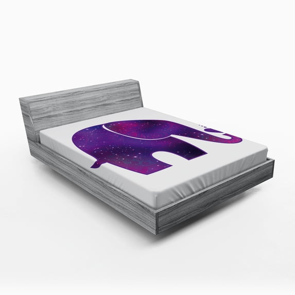 Ambesonne Animal Fitted Sheet, Hearts, Queen Size, Fuchsia and Purple