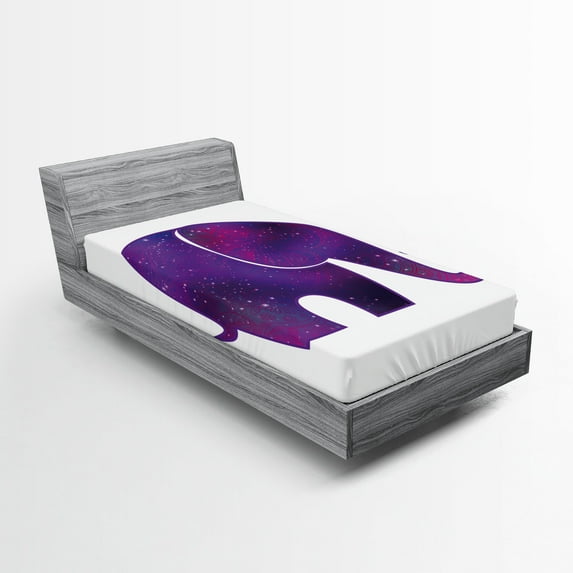 Ambesonne Animal Fitted Sheet, Hearts, Twin Size, Fuchsia and Purple