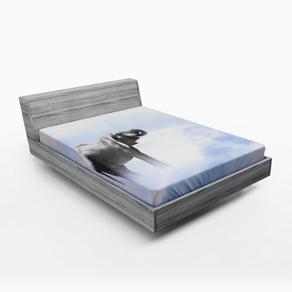 Ambesonne Animal Fitted Sheet, Heavenimal Freedom, Full Size, Grey Blue