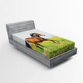 thumbnail image 1 of Ambesonne Animal Fitted Sheet, Horse Rural Flowers, Twin Size, Green Brown Pale Blue, 1 of 3