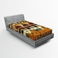 thumbnail image 1 of Ambesonne Animal Fitted Sheet, Hunt Zebra Tribe Ethnic, Twin XL Size, Ruby Mustard, 1 of 2