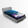 thumbnail image 1 of Ambesonne Animal Fitted Sheet, Magic Lily White Swan, Twin XL Size, Blue White, 1 of 2