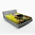 thumbnail image 1 of Ambesonne Animal Fitted Sheet, Panda Sitting in Forest, Full Size, Black Green, 1 of 2
