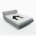 thumbnail image 1 of Ambesonne Animal Fitted Sheet, Penguin on Ice Need Help, Queen Size, Black White and Sky Blue, 1 of 2