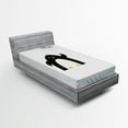 thumbnail image 1 of Ambesonne Animal Fitted Sheet, Penguin on Ice Need Help, Twin XL Size, Black White and Sky Blue, 1 of 2