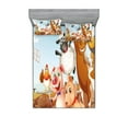 thumbnail image 1 of Ambesonne Animal Fitted Sheet & Pillow Sham Set, Animals in Farm Art, Full, Pale Blue and Brown, 1 of 2
