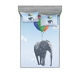 thumbnail image 1 of Ambesonne Animal Fitted Sheet & Pillow Sham Set, Baloons Sky Art, Queen, Multicolor, 1 of 2