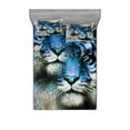 thumbnail image 1 of Ambesonne Animal Fitted Sheet & Pillow Sham Set, Blue Art Savannah Tigers, Calking, White Black Blue, 1 of 2