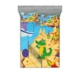 thumbnail image 1 of Ambesonne Animal Fitted Sheet & Pillow Sham Set, Cartoon Animals on Beach, Queen, Multicolor, 1 of 2