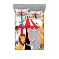 thumbnail image 1 of Ambesonne Animal Fitted Sheet & Pillow Sham Set, Circus Tent Giraffe Mime, Queen, Red Green Yellow, 1 of 2