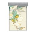 thumbnail image 1 of Ambesonne Animal Fitted Sheet & Pillow Sham Set, Colibri Exotic Plant, Calking, Teal Yellow, 1 of 2