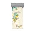 thumbnail image 1 of Ambesonne Animal Fitted Sheet & Pillow Sham Set, Colibri Exotic Plant, Twin, Teal Yellow, 1 of 2