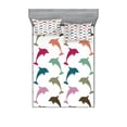 thumbnail image 1 of Ambesonne Animal Fitted Sheet & Pillow Sham Set, Colorful Dolphins Art, Queen, Multicolor, 1 of 3