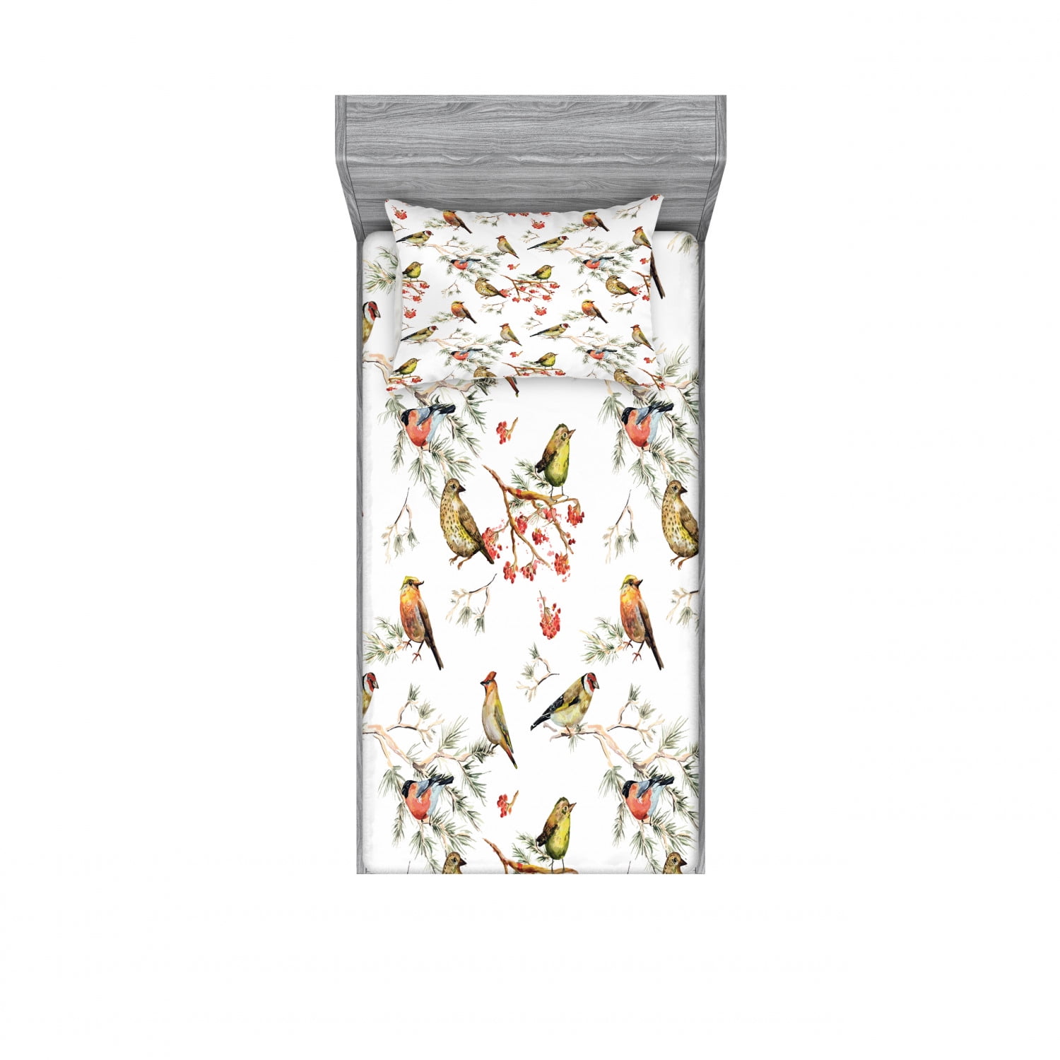 Twin White Microfiber Floral Kids Sheet Set