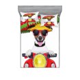 thumbnail image 1 of Ambesonne Animal Fitted Sheet & Pillow Sham Set, Dog Driving a Motorcycle, Full, Red, 1 of 2