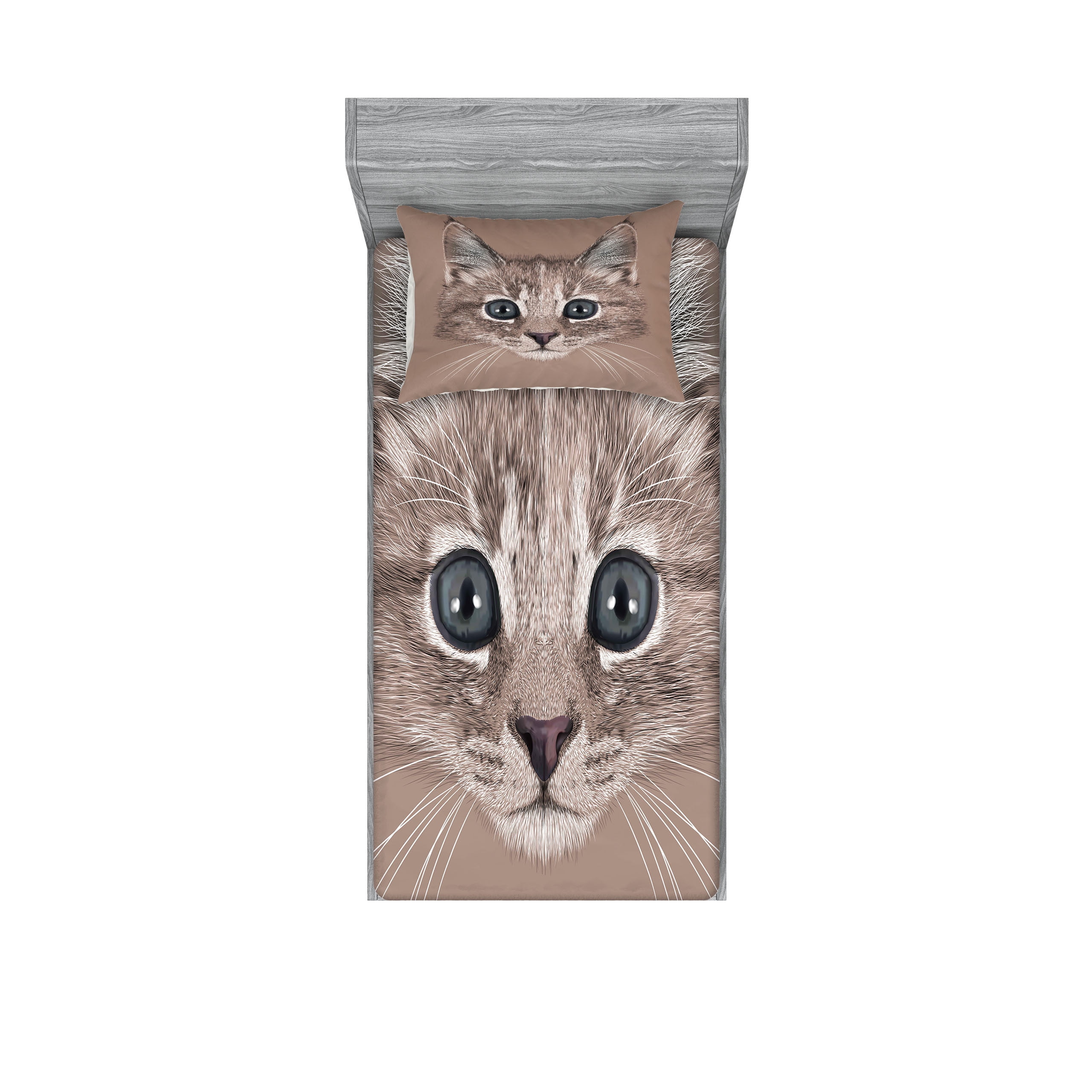 Twin Pink Cat Face Microfiber Sheet Set