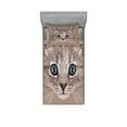 thumbnail image 1 of Ambesonne Animal Fitted Sheet & Pillow Sham Set, Domestic Cat Face, Twin, Bluegrey Umber Brown, 1 of 2