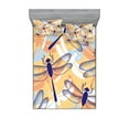 thumbnail image 1 of Ambesonne Animal Fitted Sheet & Pillow Sham Set, Dragonfly Pattern Boho, Queen, Multicolor, 1 of 2