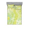 thumbnail image 1 of Ambesonne Animal Fitted Sheet & Pillow Sham Set, Dragonfly over Mandala, Queen, Green White, 1 of 2