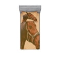 thumbnail image 1 of Ambesonne Animal Fitted Sheet & Pillow Sham Set, Engraving Horse Head, Twin, Brown and Sand Brown, 1 of 3