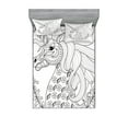 thumbnail image 1 of Ambesonne Animal Fitted Sheet & Pillow Sham Set, Fantasy Unicorn, Full, Black White, 1 of 2