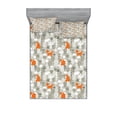 thumbnail image 1 of Ambesonne Animal Fitted Sheet & Pillow Sham Set, Fox in the Winter Forest, Full, Pale Sage Green Orange, 1 of 3