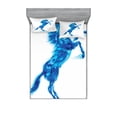 thumbnail image 1 of Ambesonne Animal Fitted Sheet & Pillow Sham Set, Gallop Animal Theme Motif, Queen, Dark Blue and White, 1 of 2