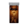 thumbnail image 1 of Ambesonne Animal Fitted Sheet & Pillow Sham Set, Hawk Eagle Face Claws, Twin, Brown, 1 of 2
