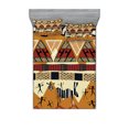 thumbnail image 1 of Ambesonne Animal Fitted Sheet & Pillow Sham Set, Hunt Zebra Tribe Ethnic, Full, Ruby Mustard, 1 of 2