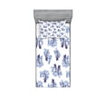 thumbnail image 1 of Ambesonne Animal Fitted Sheet & Pillow Sham Set, Japanese Style Carp, Twinxl, Dark Blue, 1 of 2