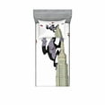 thumbnail image 1 of Ambesonne Animal Fitted Sheet & Pillow Sham Set, King Monkey Cartoon, Twinxl, Beige Black and Red, 1 of 2