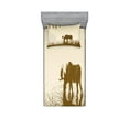 thumbnail image 1 of Ambesonne Animal Fitted Sheet & Pillow Sham Set, Lake River Forest Wild, Twinxl, Cream Sepia, 1 of 2