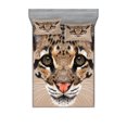 thumbnail image 1 of Ambesonne Animal Fitted Sheet & Pillow Sham Set, Leopard Wild, Full, Umber Brown Cocoa, 1 of 2