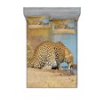 thumbnail image 1 of Ambesonne Animal Fitted Sheet & Pillow Sham Set, Leopard in Savannah Print, Queen, Pale Brown, 1 of 2