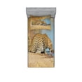thumbnail image 1 of Ambesonne Animal Fitted Sheet & Pillow Sham Set, Leopard in Savannah Print, Twinxl, Pale Brown, 1 of 3