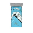 thumbnail image 1 of Ambesonne Animal Fitted Sheet & Pillow Sham Set, Ocean Whales Hand Drawn, Twin, White and Blue, 1 of 3