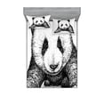 thumbnail image 1 of Ambesonne Animal Fitted Sheet & Pillow Sham Set, Panda Bear Sketch, Queen, White Black, 1 of 2