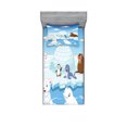 thumbnail image 1 of Ambesonne Animal Fitted Sheet & Pillow Sham Set, Polar Bears Seal Penguins, Twin, Sky Blue and White, 1 of 2