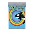 thumbnail image 1 of Ambesonne Animal Fitted Sheet & Pillow Sham Set, Rainbow Round and Whale, Full, Multicolor, 1 of 2