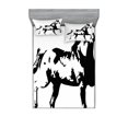 thumbnail image 1 of Ambesonne Animal Fitted Sheet & Pillow Sham Set, Running Horse Silhouette, Queen, Black and White, 1 of 2
