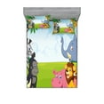 thumbnail image 1 of Ambesonne Animal Fitted Sheet & Pillow Sham Set, Savannah Animals Cartoon, Queen, Multicolor, 1 of 2