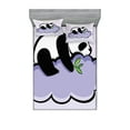 thumbnail image 1 of Ambesonne Animal Fitted Sheet & Pillow Sham Set, Sleeping Panda on Cloud, Full, Lilac Black, 1 of 2