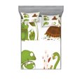 thumbnail image 1 of Ambesonne Animal Fitted Sheet & Pillow Sham Set, Snake Frog Ninja Reptile, Queen, Green Brown Red, 1 of 3