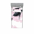 thumbnail image 1 of Ambesonne Animal Fitted Sheet & Pillow Sham Set, Striped Dreamy Whale, Twin, Pink Black and White, 1 of 2