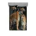thumbnail image 1 of Ambesonne Animal Fitted Sheet & Pillow Sham Set, Tiger Couple in Jungle, Queen, Grey and Ginger, 1 of 2