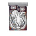 thumbnail image 1 of Ambesonne Animal Fitted Sheet & Pillow Sham Set, Tiger from Outer Space, Full, Brown White and Black, 1 of 2