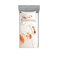 thumbnail image 1 of Ambesonne Animal Fitted Sheet & Pillow Sham Set, Traditional Spotted Koi Fish, Twin, Orange Beige, 1 of 2