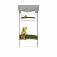 thumbnail image 1 of Ambesonne Animal Fitted Sheet & Pillow Sham Set, Tropic Wild Rainforest, Twinxl, Green White, 1 of 2