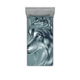 thumbnail image 1 of Ambesonne Animal Fitted Sheet & Pillow Sham Set, Wild Exotic Wolf Image, Twinxl, Slate Blue, 1 of 2
